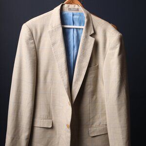 Blazer, Cream with subtle plaid print